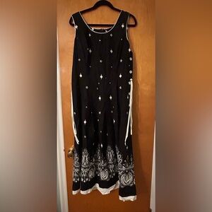 Elegant Black and White Embellished Dress